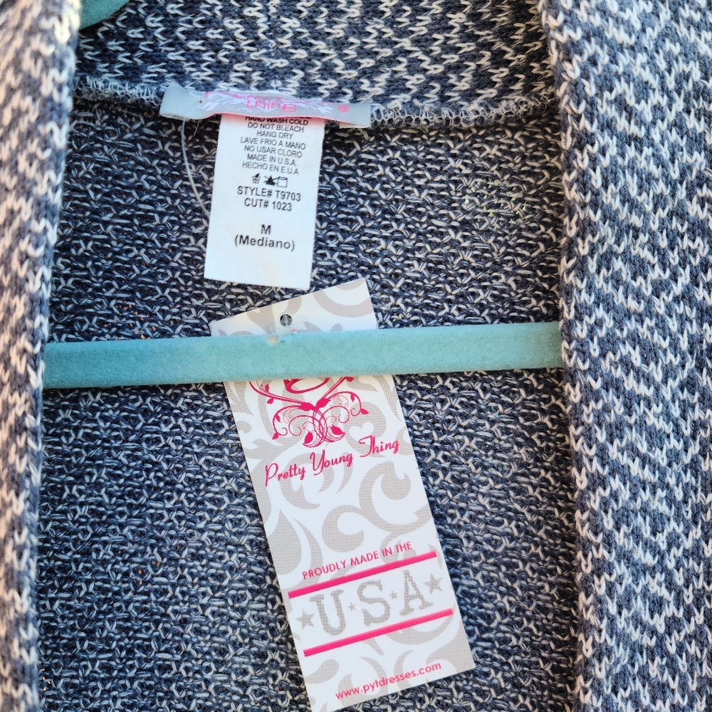 NWT Pretty Young Thing Floor/Ankle Length Blue Grey Open Front Cardigan - Picture 2 of 4